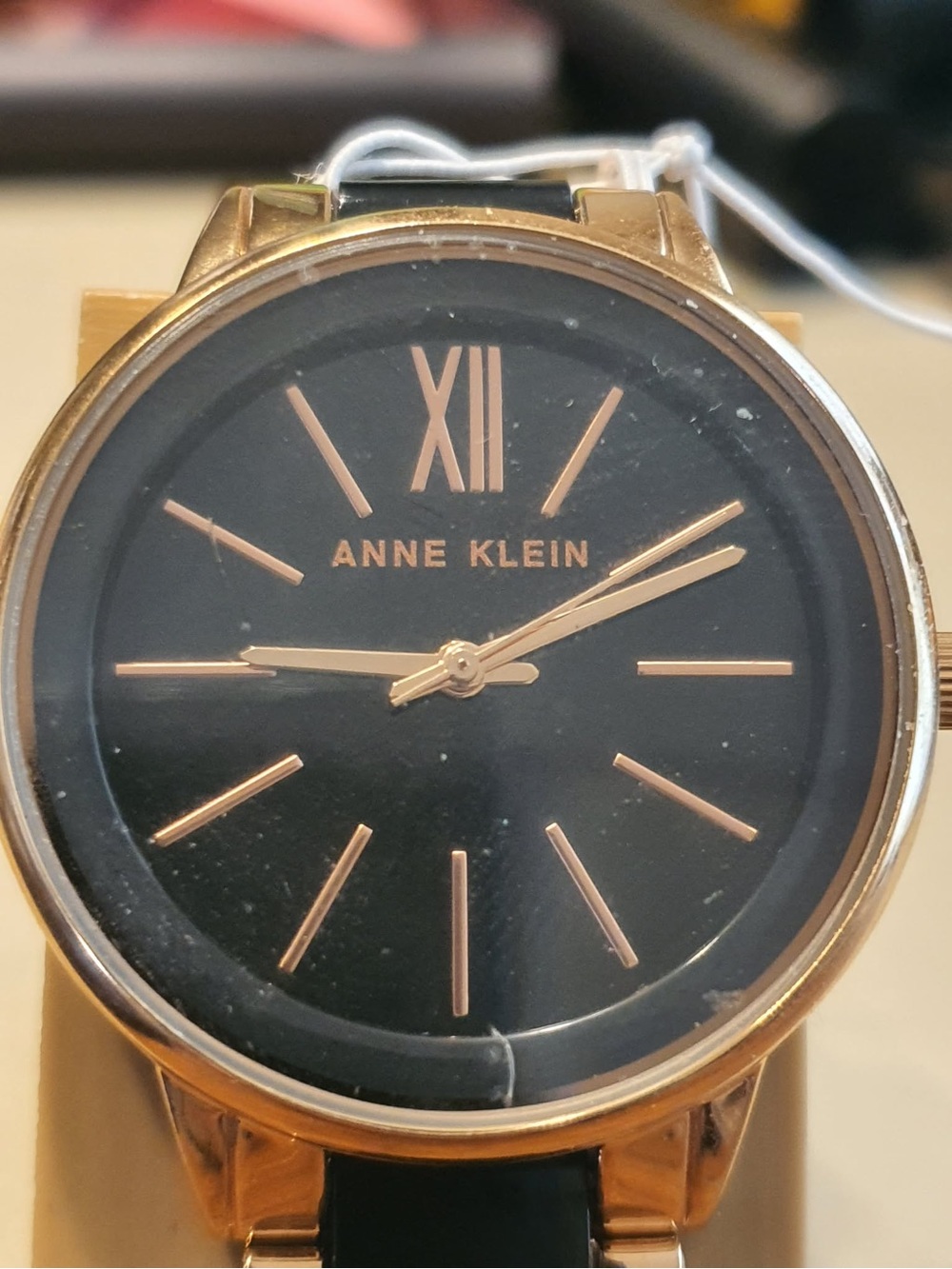 NWT ANNE KLEIN Women's Gold-Tone and Black Classic Watch